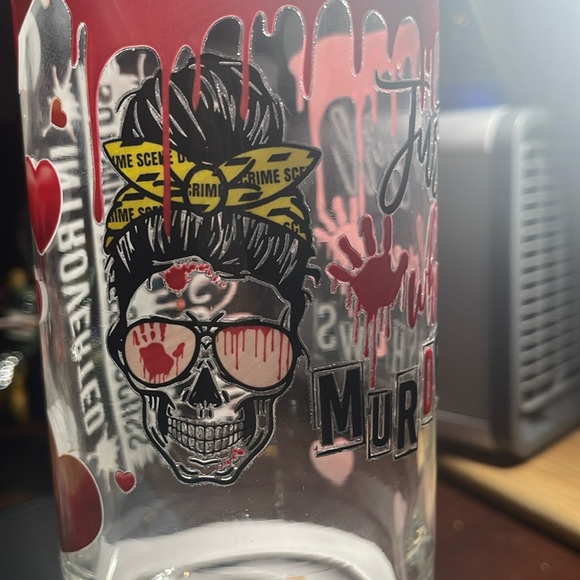 Other - NWOT custom girl in love with murder glass